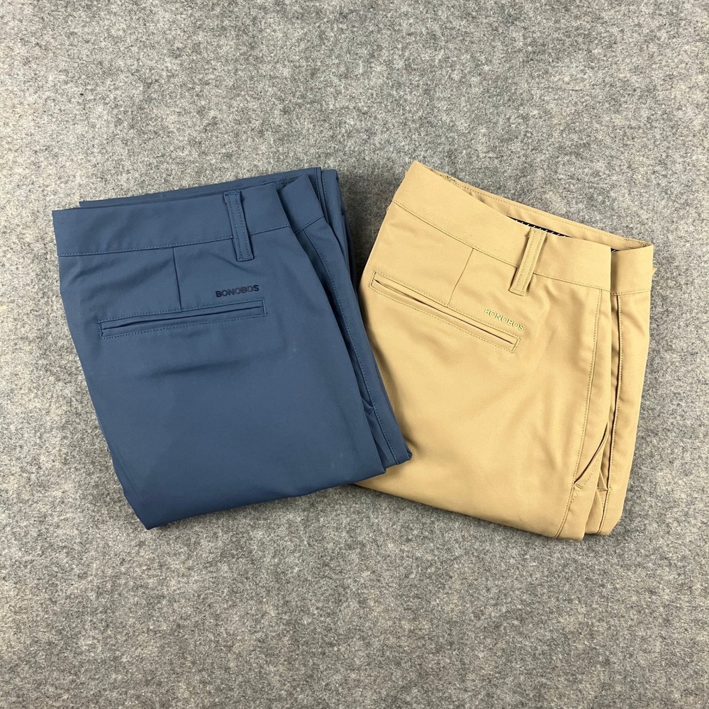 Lot of 2 Bonobos Golf Pants Mens 33x30 Navy Tan Tailored Performance Trousers